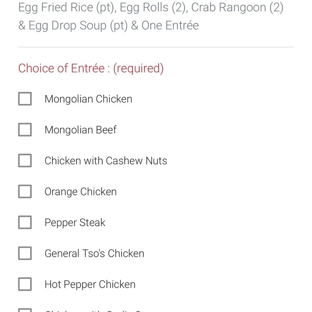 F7. Family Dinner special choices and at the top what else is included!.