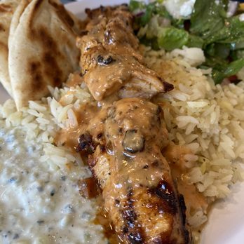 Mikonos Grill - Chicken Souvlaki Plate - Greek Near Me - Milpitas, California Mikonos Grill - Chicken Souvlaki Plate - Greek Near Me - Milpitas, California