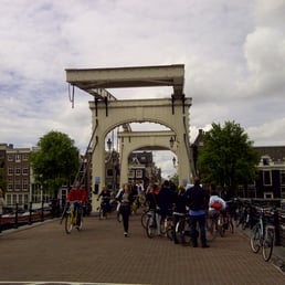 view of the skinny bridge from the cafe.
