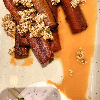 Aviv Immigrant Kitchen - Roasted heirloom carrots with labneh and honey dukkah. Exceptional. - Mediterranean Near Me - Toronto, Ontario