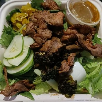 Fork & Salad - Kihei - Build ur own salad with ancho Chile steak,zuchini,Bannana pepoers,kimchee brocolli,boiled eggs with a smoked cilantro dressing - Salad Near Me - Kihei, Hawaii Fork & Salad - Kihei - Build ur own salad with ancho Chile steak,zuchini,Bannana pepoers,kimchee brocolli,boiled eggs with a smoked cilantro dressing - Salad Near Me - Kihei, Hawaii