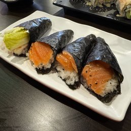 Boston Hand Roll and three Salmon Hand Rolls - Wednesday Lunch menu.
