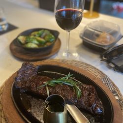 Belén Bistro + Market Argentina - Skirt steak, Brussel sprouts, Malbec