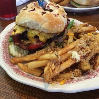 TJ's Roadhouse - Bacon cheeseburger with garlic fries. - American Near Me - Colfax, California