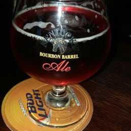 Glass of bourbon barrel ale Glass of bourbon barrel ale