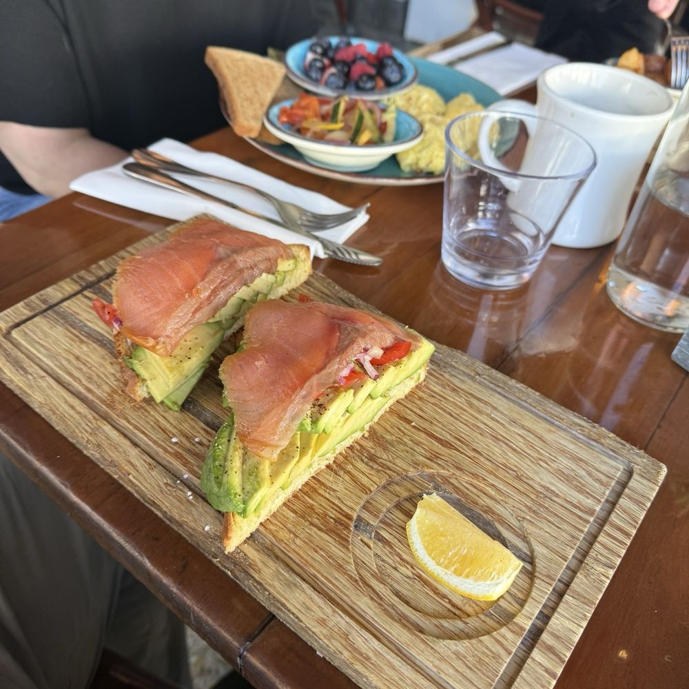 Avocado toast w smoked salmon. It was ok but I make better at home! Avocado toast w smoked salmon. It was ok but I make better at home!