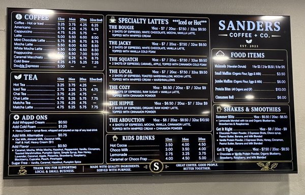 Menu photo 1 Sanders Coffee Heber-Overgaard, AZ