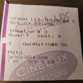 CineLux Capitola Cafe & Lounge - Just saw Venom: Let There Be Carnage. Would I say it was a perfect movie? No, but overall a fun popcorn flick. - Cinema Near Me - Capitola, California CineLux Capitola Cafe & Lounge - Just saw Venom: Let There Be Carnage. Would I say it was a perfect movie? No, but overall a fun popcorn flick. - Cinema Near Me - Capitola, California