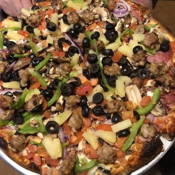 Upper Crust Pizza - Medium, all meat pizza plenty for 3, maybe 4 people. It's really heavy with toppings. - Pizza Near Me - Cathedral City, California Upper Crust Pizza - Medium, all meat pizza plenty for 3, maybe 4 people. It's really heavy with toppings. - Pizza Near Me - Cathedral City, California
