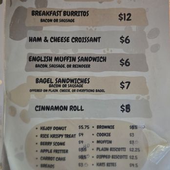 Sleepy Dog Coffee - Food menu and prices - October 2025 - Coffee & Tea Near Me - Eagle River, Alaska