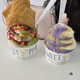 tayaki in a cup and soft serve in a cup