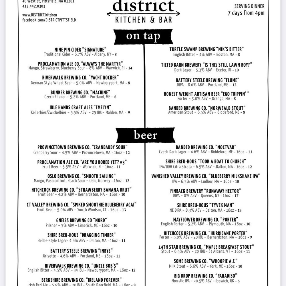 District Kitchen & Bar - New American Near Me - Pittsfield, Massachusetts District Kitchen & Bar - New American Near Me - Pittsfield, Massachusetts