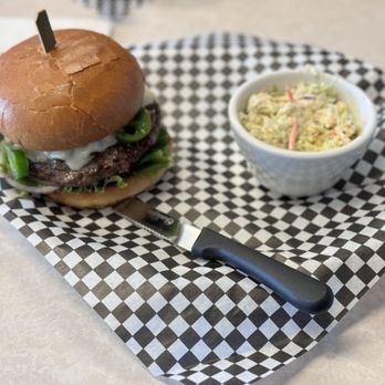 Hangry's Stateline - MisFIRE Burger with coleslaw - Burgers Near Me - Post Falls, Idaho