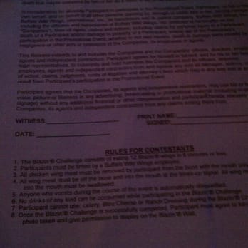 Buffalo Wild Wings - Waiver for Wild Wings Challenge! - Chicken Wings Near Me - Dublin, California