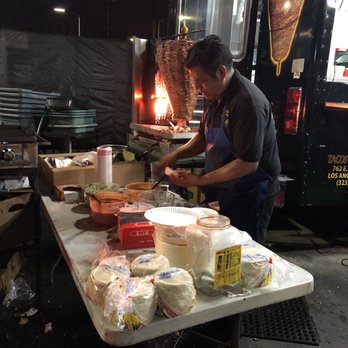 Tacos Los Guichos - There prepping my food Tripas and Pastor - Food Stands Near Me - Los Angeles, California Tacos Los Guichos - There prepping my food Tripas and Pastor - Food Stands Near Me - Los Angeles, California