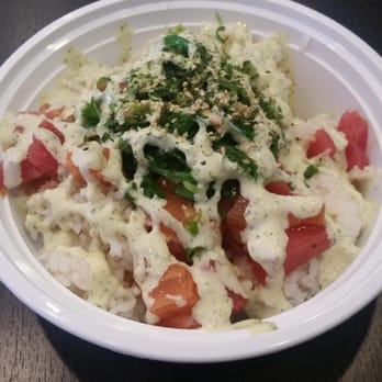 Poki Poke - Large ahi tuna and salmon bowl with seaweed salad and cilantro aioli - Poke Near Me - Fremont, California Poki Poke - Large ahi tuna and salmon bowl with seaweed salad and cilantro aioli - Poke Near Me - Fremont, California