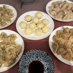 Wonton and dumplings with pan fried buns bought elsewhere for winter solstice dinner.