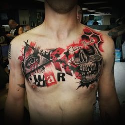 Skin Elixir - War trash polka tattoo by @sabrinacruz005
