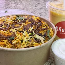 Khokha Eatery - Biryani with raita and Mango Milkshake