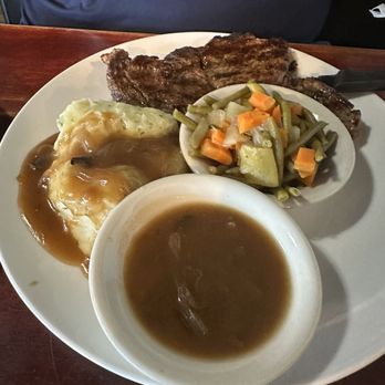 Aegean Greek Restaurant - Grilled ribeye with mashed potatoes and veggies - Greek Near Me - Miramar Beach, Florida Aegean Greek Restaurant - Grilled ribeye with mashed potatoes and veggies - Greek Near Me - Miramar Beach, Florida