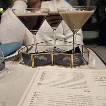 La Parisienne French Bistro - Espresso Martini flight 3 big ones - French Near Me - Dallas, Texas