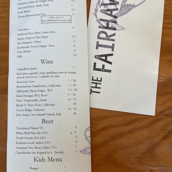 The Fairhaven - Drink menu - American Near Me - Burlington, Washington