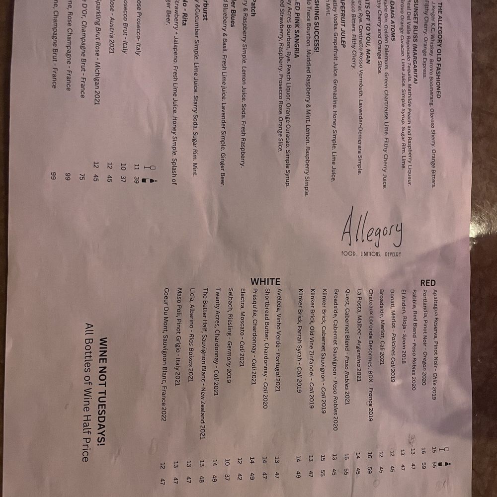 Allegory - Menu - American Near Me - Naperville, Illinois Allegory - Menu - American Near Me - Naperville, Illinois