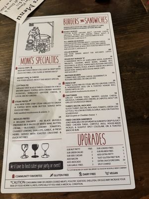 Menu photo 1 The Monk's Cellar Roseville, CA