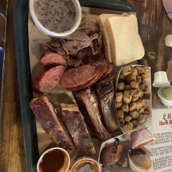 Hard Eight BBQ - Ribs. Regular sausage. Brisket. 2 shrimp poppers. Reg order of fried okra and pinto beans.! - Barbeque Near Me - The Colony, Texas Hard Eight BBQ - Ribs. Regular sausage. Brisket. 2 shrimp poppers. Reg order of fried okra and pinto beans.! - Barbeque Near Me - The Colony, Texas