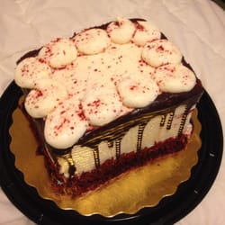 Vons - 4 layer red velvet cake with thick, rich icing.