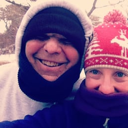 Winter jog with my dad on Cape Cod. Thank you, Jersey Sweater, for keeping me warm (and looking cool) with the #Deerstyle hat.