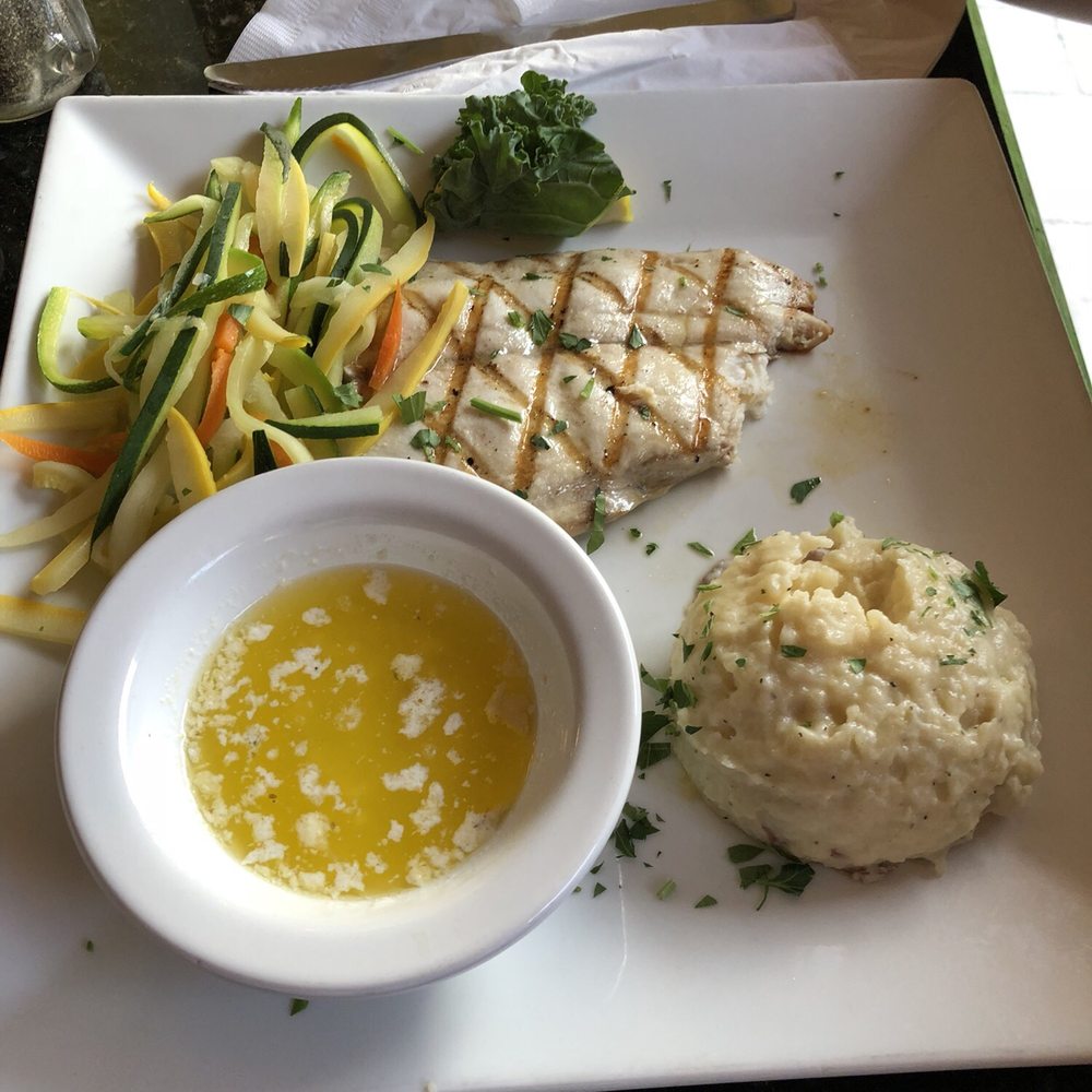 Fresh Catch Seafood Grill - Catch of the day grilled wahoo, mashed potatoes and veggies. With melted butter on the side. - Seafood Near Me - Stuart, Florida Fresh Catch Seafood Grill - Catch of the day grilled wahoo, mashed potatoes and veggies. With melted butter on the side. - Seafood Near Me - Stuart, Florida