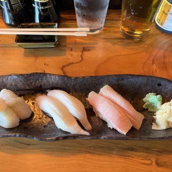 Bluefin Sushi Bar - Nigiri (scallop, ?, salmon) - Sushi Bars Near Me - Portland, Oregon