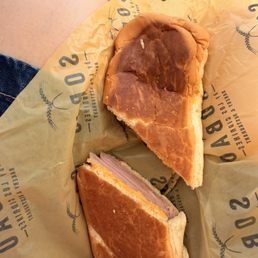 Ham and cheese on sobao Ham and cheese on sobao