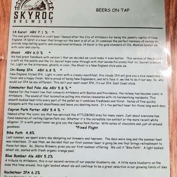 Skyroc Brewery - Nice lineup ! - Breweries Near Me - Attleboro, Massachusetts