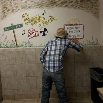Peggy Sue's 50's Diner - Inside women's restroom funny decor - Pizza Near Me - Yermo, California Peggy Sue's 50's Diner - Inside women's restroom funny decor - Pizza Near Me - Yermo, California