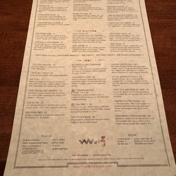 Winewood - Menu - New American Near Me - Grapevine, Texas