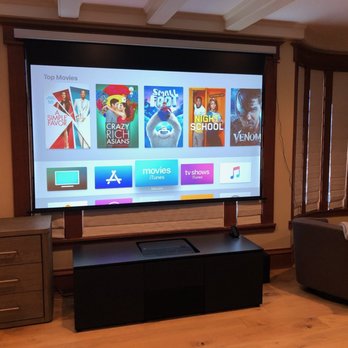 Seattle Sight and Sound - Epson Ultra short through projector, Salamander custom cabinet, Screen Innovations projector screen. - Home Theatre Installation Near Me - Seattle, Washington Seattle Sight and Sound - Epson Ultra short through projector, Salamander custom cabinet, Screen Innovations projector screen. - Home Theatre Installation Near Me - Seattle, Washington