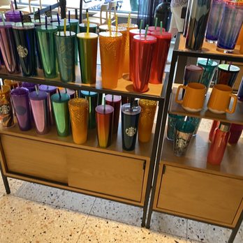 Starbucks - a variety of colored glasses on display - Coffee & Tea Near Me - Montreal, Quebec