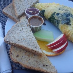 Seven Shores Community Cafe - Omelette breakfast fruit and toast.