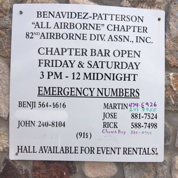 82nd Airborne Division Association - Sign posted near main entrance. - Social Clubs Near Me - El Paso, Texas