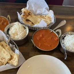 Butter Chicken, Chicken Tikka Masala, Plain Naan
