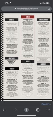 Menu photo 5 Fenders Diner Cornelia, GA