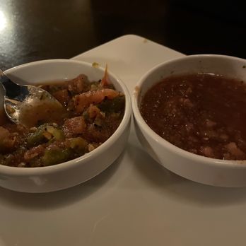 Los Compadres - Two salsas, roasted taste and tangy taste, all good. - Mexican Near Me - Long Beach, California