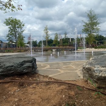 Unity Park - Water fountains which kids and their parents enjoyed getting wet from the heat - Parks Near Me - Greenville, South Carolina