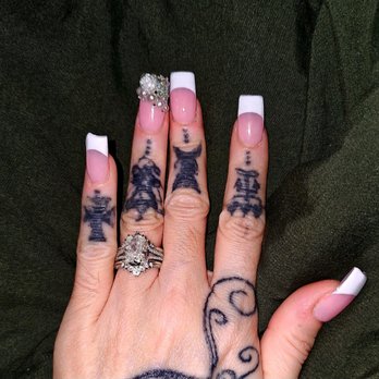 Nail Vanity - Ring finger with the dip in it I had to fix by applying pearls and rhinestones. - Nail Salons Near Me - Willimantic, Connecticut