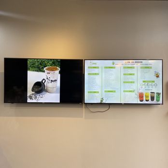 Boba Tea House - two televisions on the wall - Bubble Tea Near Me - Ann Arbor, Michigan