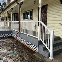 McKinney Residential - Replaced stair stringers and stair handrail w/ post. New trex stair boards.