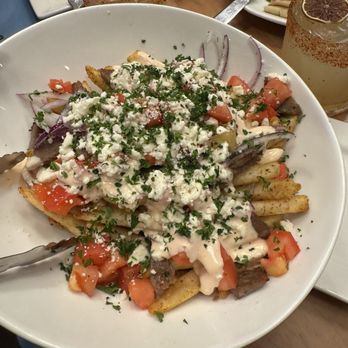 Greek Bistro - Gyro Dantes Loaded Fries just perfection highly recommend this dish - Greek Near Me - Glendale, California