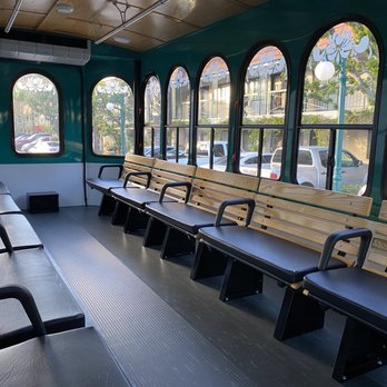 Candy Cane Inn - Inside the trolley/bus that takes you to and from Disneyland. - Hotels Near Me - Anaheim, California